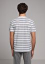 thumb-Regular Fit Yuvarlak Yaka Çizgili Erkek Mavi Kısa Kol Tişört