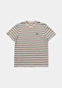 thumb-Regular Fit Yuvarlak Yaka Çizgili Erkek Bej Kısa Kol Tişört