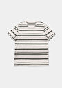 thumb-Regular Fit Yuvarlak Yaka Çizgili Erkek Beyaz Kısa Kol Tişört