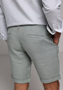 thumb-Regular Fit Orta Bel Keten Düz Erkek Yeşil Şort