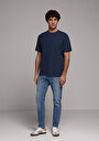 thumb-Comfort Fit Yuvarlak Yaka Düz Erkek Lacivert Kısa Kol Tişört