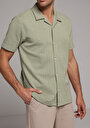 thumb-Regular Fit Shirt Neck Jakarlı Erkek Yeşil Kısa Kol Tişört