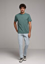thumb-Regular Fit Yuvarlak Yaka Düz Erkek Yeşil Kısa Kol Tişört