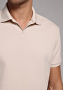 thumb-Regular Fit Polo Yaka Düz Erkek Bej Kısa Kol Tişört