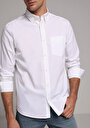 thumb-Regular Fit Shirt Neck Düz Erkek Beyaz Uzun Kol Gömlek