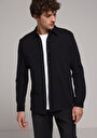 thumb-Regular Fit Shirt Neck Düz Erkek Siyah Uzun Kol Gömlek