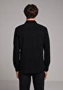 thumb-Regular Fit Shirt Neck Düz Erkek Siyah Uzun Kol Gömlek