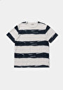 thumb-Comfort Fit Yuvarlak Yaka Çizgili Erkek Lacivert Kısa Kol Tişört