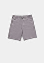 thumb-Regular Fit Orta Bel Düz Erkek Gri Şort