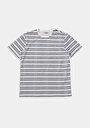 thumb-Regular Fit Yuvarlak Yaka Çizgili Erkek Mavi Kısa Kol Tişört
