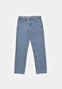 thumb-Loose Straight Fit Erkek Light İndigo Fermuarlı Denim Jean Pantolon