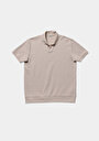 thumb-Regular Fit Polo Yaka Düz Erkek Bej Kısa Kol Tişört