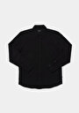 thumb-Regular Fit Shirt Neck Düz Erkek Siyah Uzun Kol Gömlek