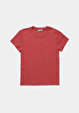 thumb-Slim Fit Yuvarlak Yaka Düz Kadın Kirmizi Kısa Kol Tişört