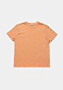 thumb-Regular Fit Yuvarlak Yaka Düz Kadın Turuncu Kısa Kol Tişört