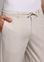 thumb-Regular Fit Orta Bel Düz Paça Erkek Ekru  Pantolon