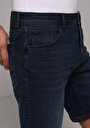 thumb-Straight Fit Düşük Bel Düz Erkek Blue Black Denim Jean Şort