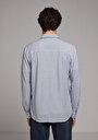 thumb-Regular Fit Shirt Neck Çizgili Erkek Mavi Uzun Kol Gömlek