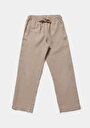 thumb-Regular Fit Yüksel Bel Düz Paça Kadın Bej  Pantolon