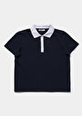 thumb-Regular Fit Polo Yaka Düz Kadın Lacivert Kısa Kol Tişört