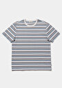thumb-Comfort Fit Yuvarlak Yaka Çizgili Erkek Beyaz Kısa Kol Tişört