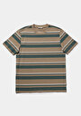 thumb-Comfort Fit Yuvarlak Yaka Çizgili Erkek Bej Kısa Kol Tişört
