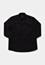 thumb-Regular Fit Shirt Neck Düz Erkek Siyah Uzun Kol Gömlek