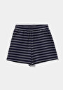 thumb-Regular Fit Orta Bel Çizgili Kadın Lacivert Şort