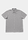 thumb-Regular Fit Polo Yaka Çizgili Erkek Gri Kısa Kol Tişört