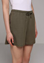 thumb-Regular Fit Orta Bel Düz Kadın Yeşil Şort