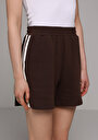 thumb-Regular Fit Orta Bel Düz Kadın Kahverengi Şort