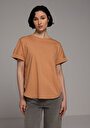 thumb-Regular Fit Yuvarlak Yaka Düz Kadın Turuncu Kısa Kol Tişört