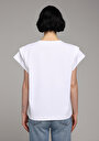 thumb-Regular Fit Yuvarlak Yaka Düz Kadın Beyaz Kısa Kol Tişört
