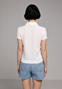 thumb-Slim Fit Polo Yaka Düz Kadın Beyaz Kısa Kol Tişört