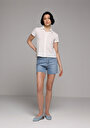 thumb-Slim Fit Polo Yaka Düz Kadın Beyaz Kısa Kol Tişört