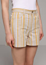 thumb-Regular Fit Düşük Bel Çizgili Kadın Bej Şort