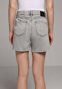 thumb-Mom Fit Yüksel Bel Düz Kadın Grey Denim Jean Şort
