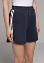 thumb-Regular Fit Orta Bel Düz Kadın Lacivert Şort
