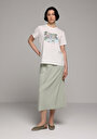 thumb-Midi Düz  Kadın Yeşil Etek
