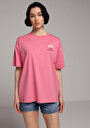 thumb-Relax Fit Yuvarlak Yaka Baskılı Kadın Pembe Kısa Kol Tişört