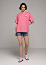thumb-Relax Fit Yuvarlak Yaka Baskılı Kadın Pembe Kısa Kol Tişört