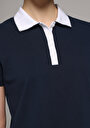 thumb-Regular Fit Polo Yaka Düz Kadın Lacivert Kısa Kol Tişört