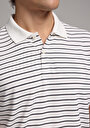 thumb-Regular Fit Polo Yaka Çizgili Erkek Beyaz Kısa Kol Tişört