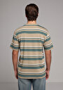thumb-Comfort Fit Yuvarlak Yaka Çizgili Erkek Bej Kısa Kol Tişört