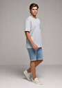 thumb-Straight Fit Düşük Bel Düz Erkek Light İndigo Denim Jean Şort