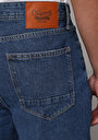 thumb-Straight Fit Orta Bel Düz Erkek Mid İndigo Denim Jean Şort