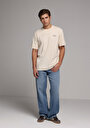 thumb-Comfort Fit Yuvarlak Yaka Düz Erkek Bej Kısa Kol Tişört