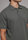 thumb-Regular Fit Polo Yaka Düz Erkek Yeşil Kısa Kol Tişört