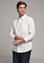 thumb-Regular Fit Shirt Neck Düz Erkek Beyaz Uzun Kol Gömlek