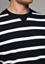 thumb-Comfort Fit Yuvarlak Yaka Çizgili Erkek Lacivert Kısa Kol Tişört